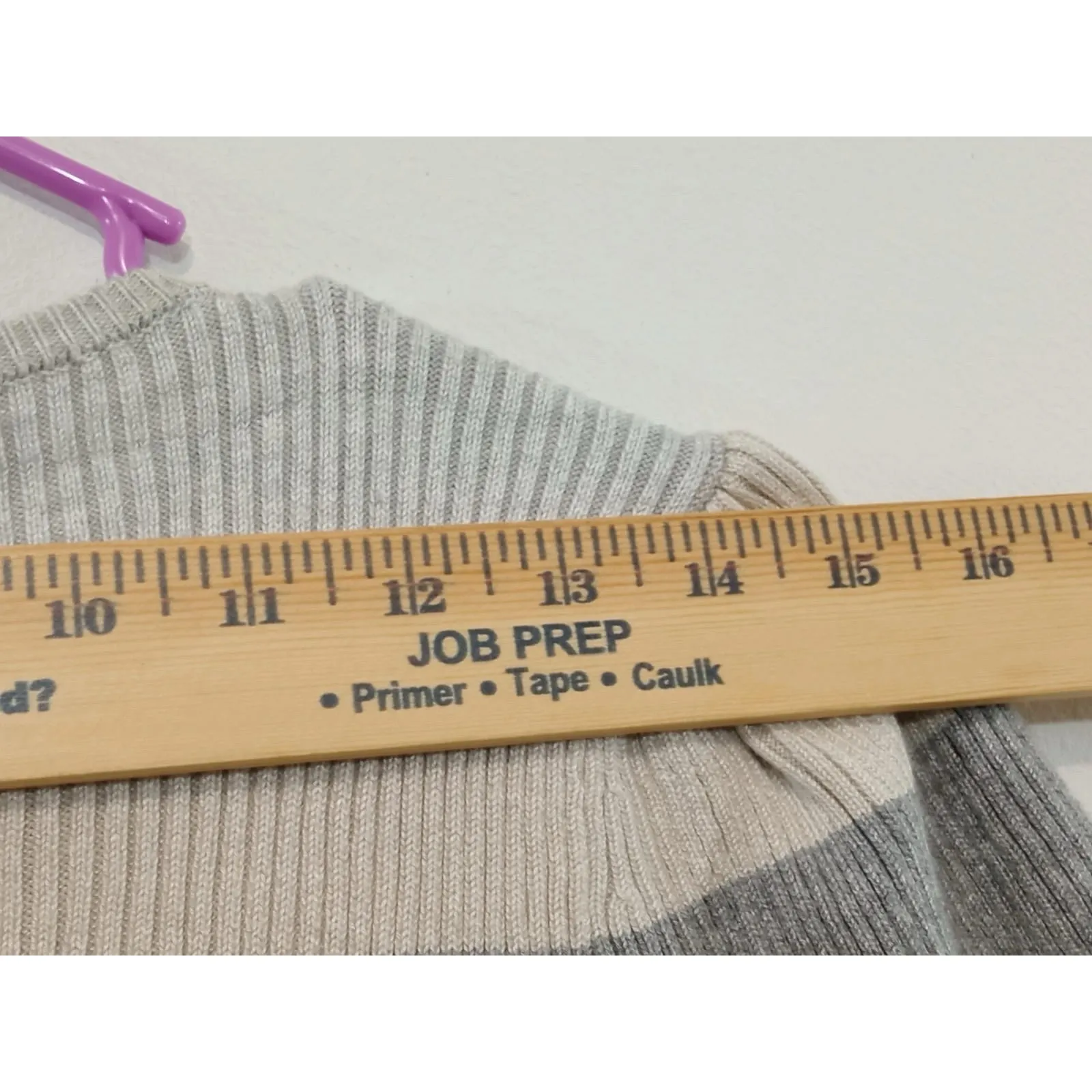 Tahari Women's Sweater Pastel Striped Bubble Cuff Sleeves Gray Pink Sz Medium - Image 5