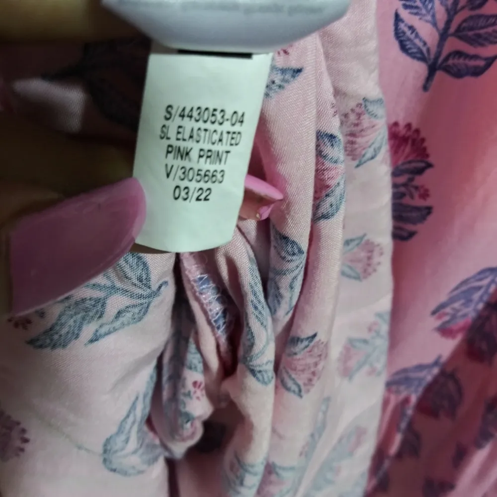 Old Navy Sleeveless Tie-Back Cutout Maxi Swing Pink Posie Dress Boho Size S - Image 10