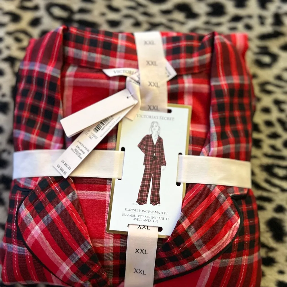 Victoria's Secret Flannel Pajama Set, Long Sleeve Button Down Shirt & Pants XXL - Image 3