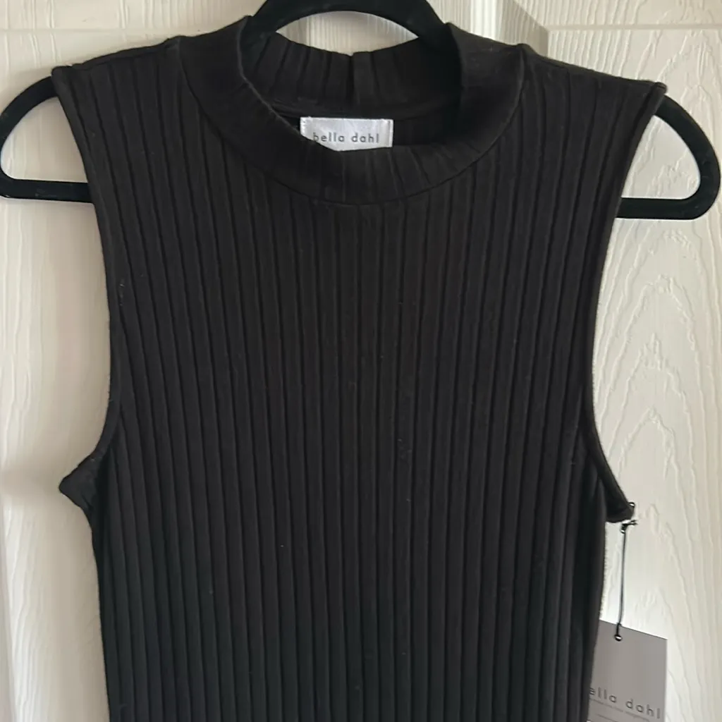 BELLA DAHL Women’s Black Ribbed‎ Sleeveless Midi Dress Size Small NWT - Image 2