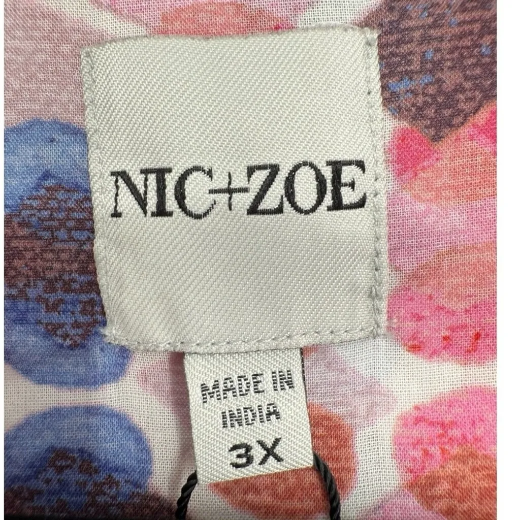 NWT Nic + Zoe Geo Dots Button Up Boyfriend Shirt Size 3X Feminine Colorful‎ - Image 3