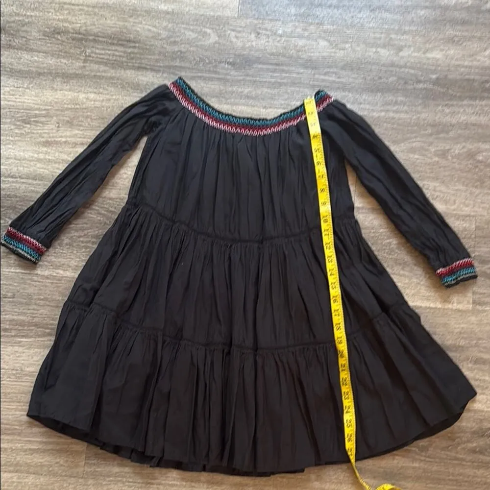 Free People Navy Off the Shoulder Mini Dress Bishop Sleeve Tiered Floral - Image 8