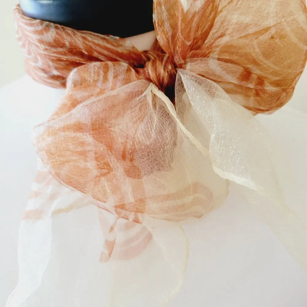 Cream sheer printed tulle square scarf - Image 2