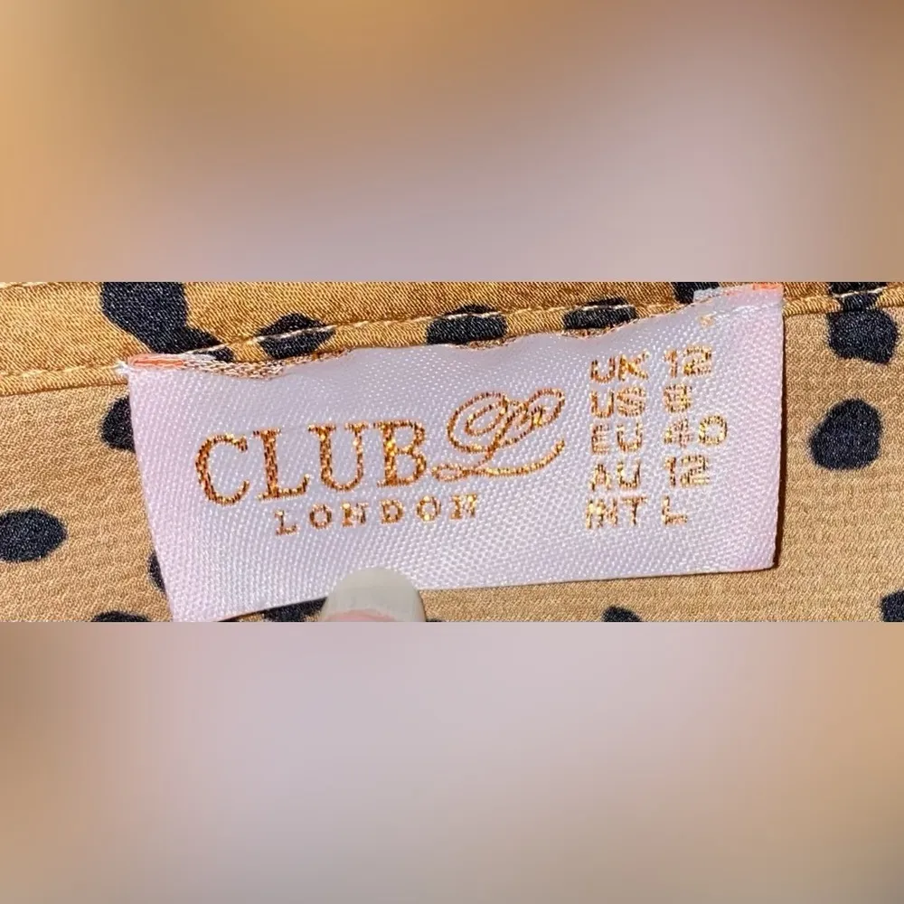 CLUB L LONDON ruffled wrap long sleeve blouse elastic at wrists size S Black - Image 6