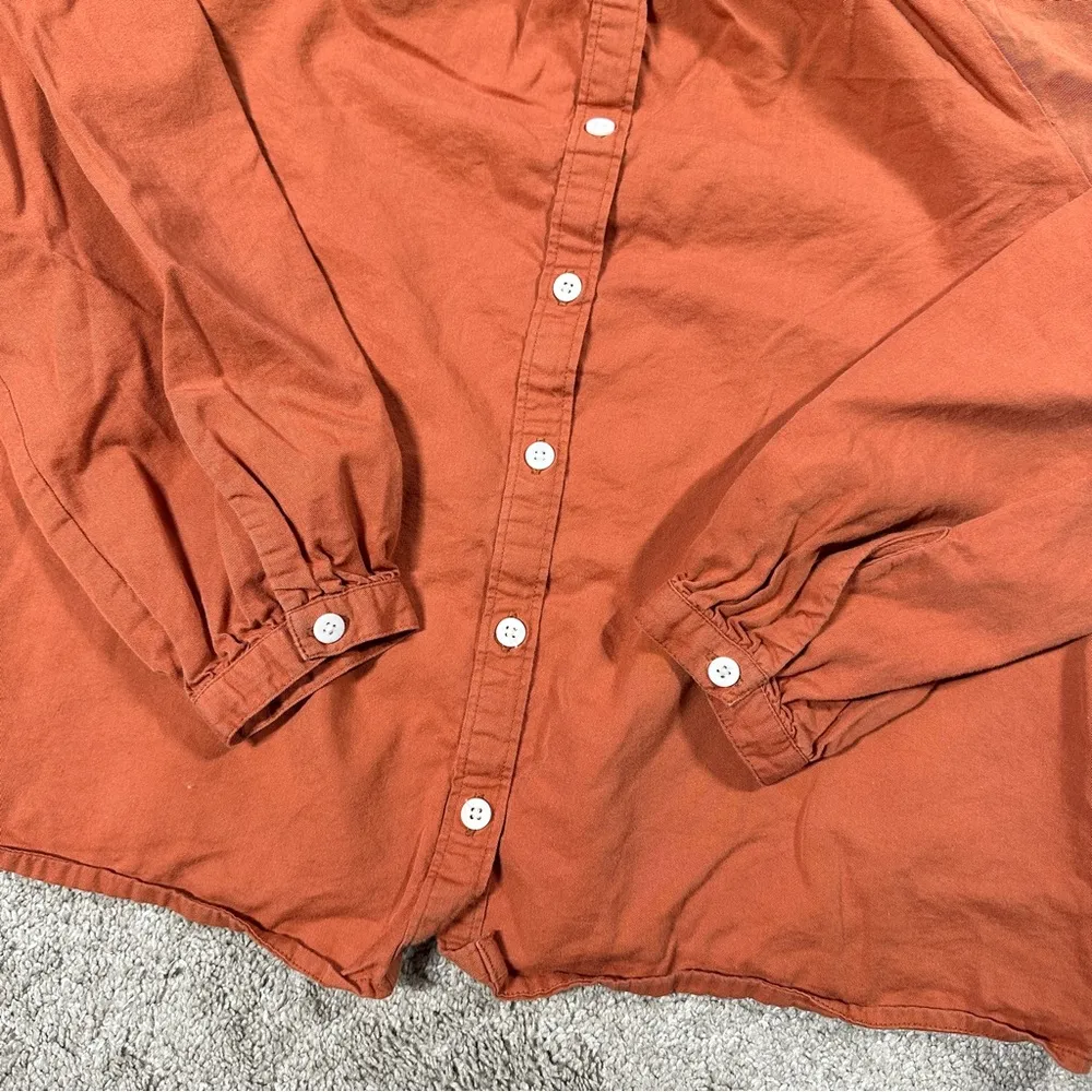 Faherty Women’s Button Front Top Longsleeve Cotton Casual in Orange Size M - Image 7