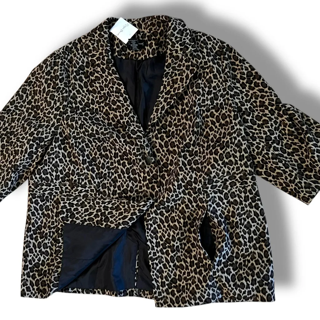 Maggie Barnes Leopard Print Blazer Womens Plus Size 1X (18-20) Jacket Button Up - Image 3
