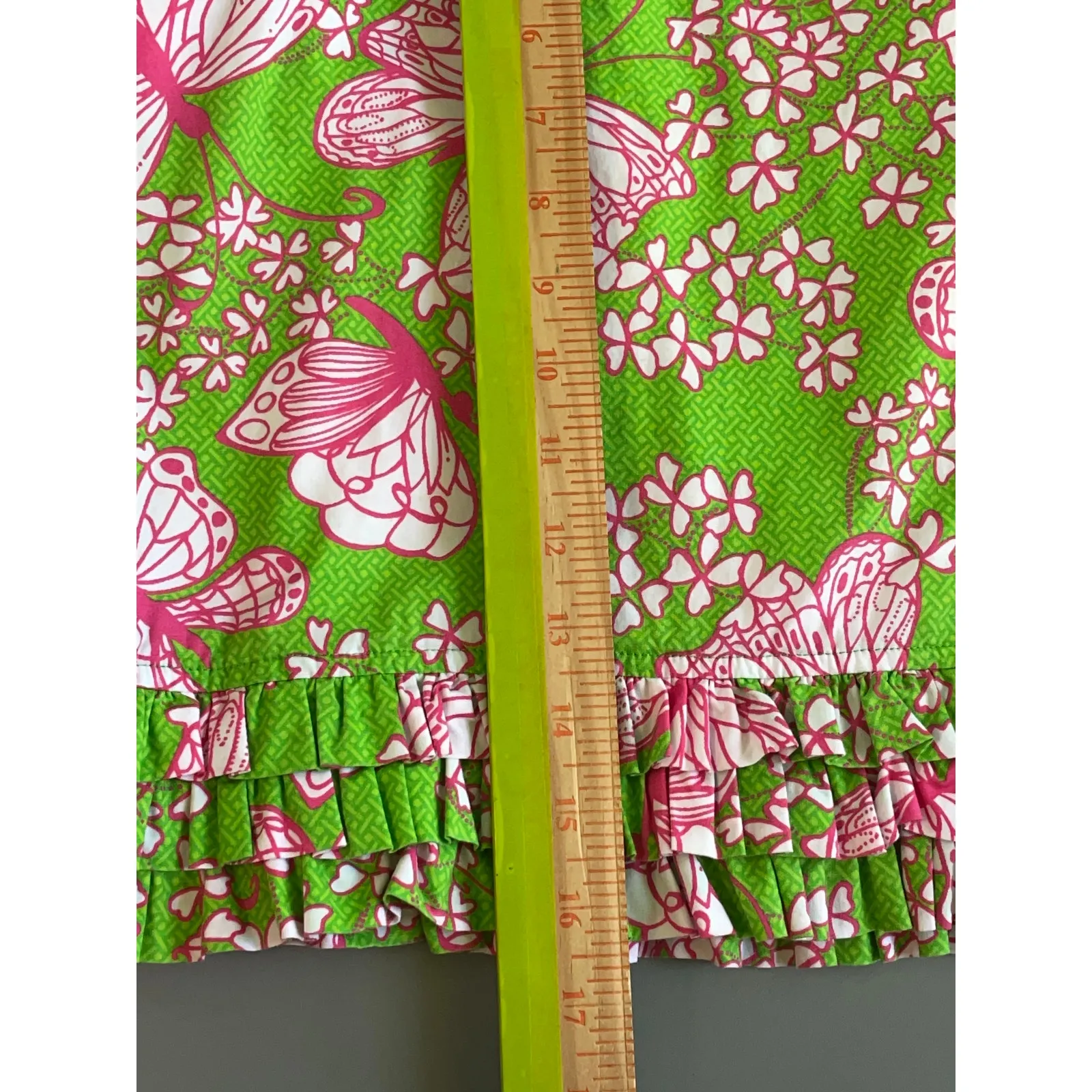 LILLY PULITZER GRASSHOPPER GREEN PINK KARLO DREAMWEAVER SKIRT SIZE 10   8 OZ - Image 8