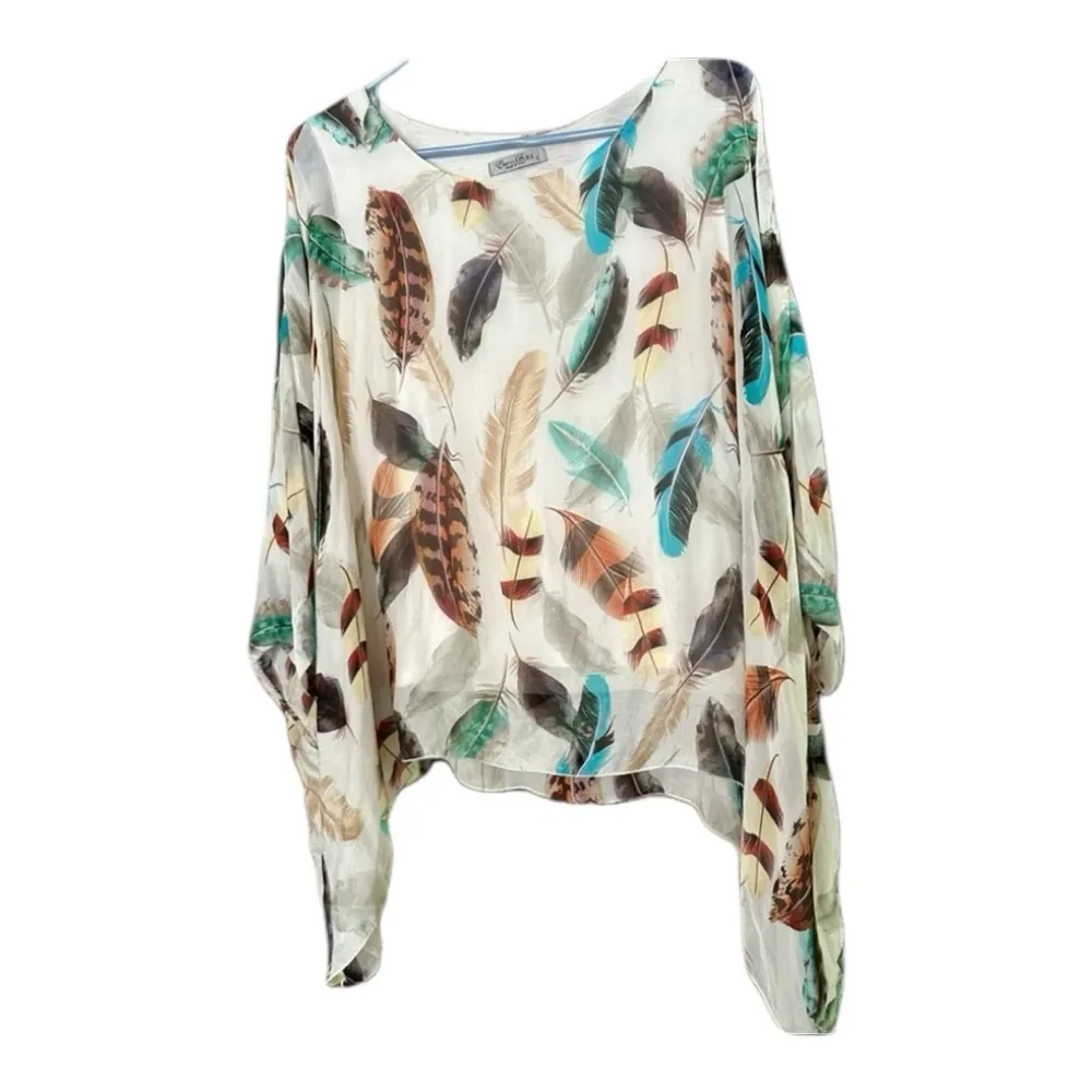 Elena Baldi Made in Italy silk blend Boho top Sz S - Image 5