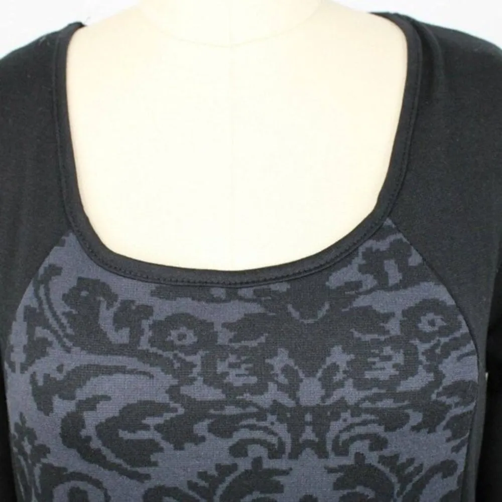 NWT! Papillon Damask Print 3/4 Sleeve Sweater Dress Black Size M - Image 6