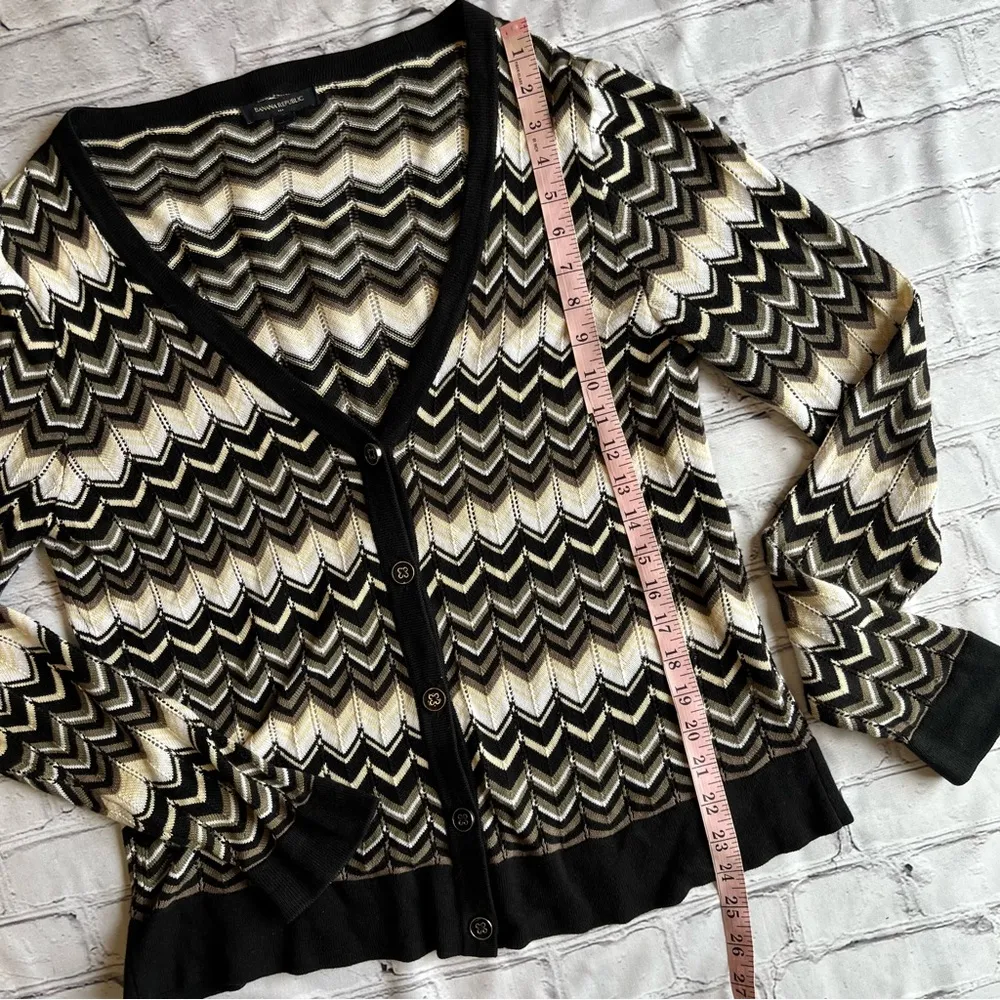 Banana Republic Cardigan Chevron Loose Knit Sweater Med. Maximalist Indie Sleeze - Image 9