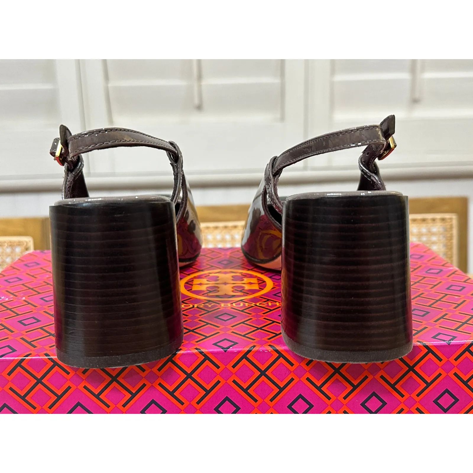 Tory Burch Georgia Slingback 70 mm Pump Smoke Gray Leather Size 5 NIB Sleek Work - Image 11