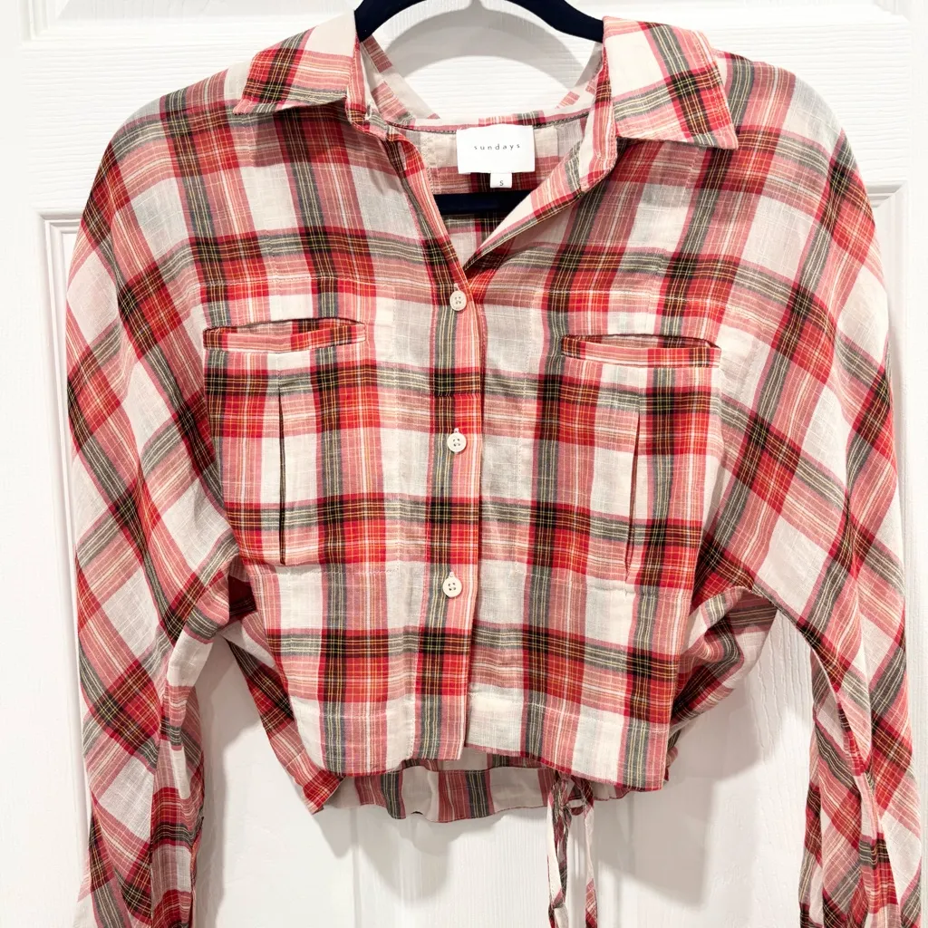 Sundays Emma Shirt in Red Plaid size‎ Small - Image 5