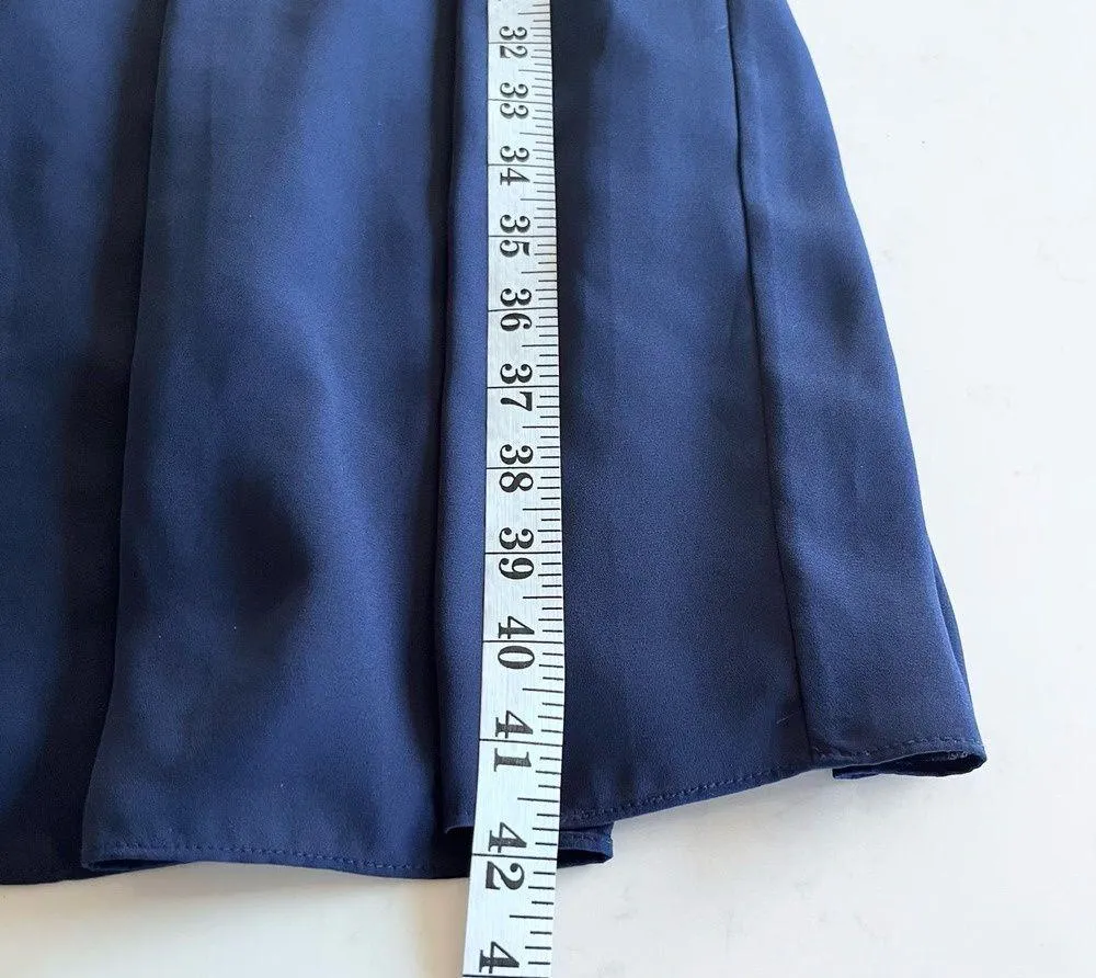 Mikael Aghal Front Tie Long Sleeve Velvet Trim Midi Dress Blue Women's Size 8 - Image 9