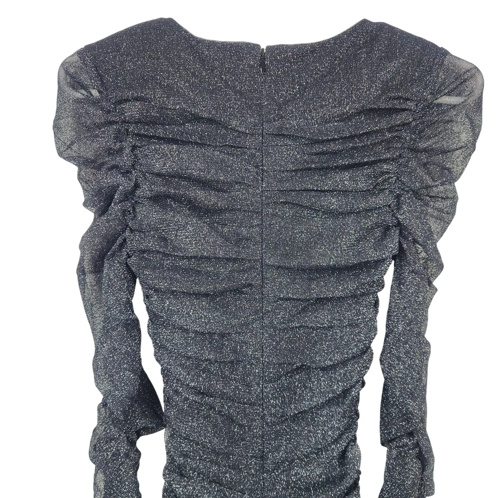 Jonathan Simkhai Standard Zinnia Ruched Midi Dress in Black Metallic Medium NWT - Image 7