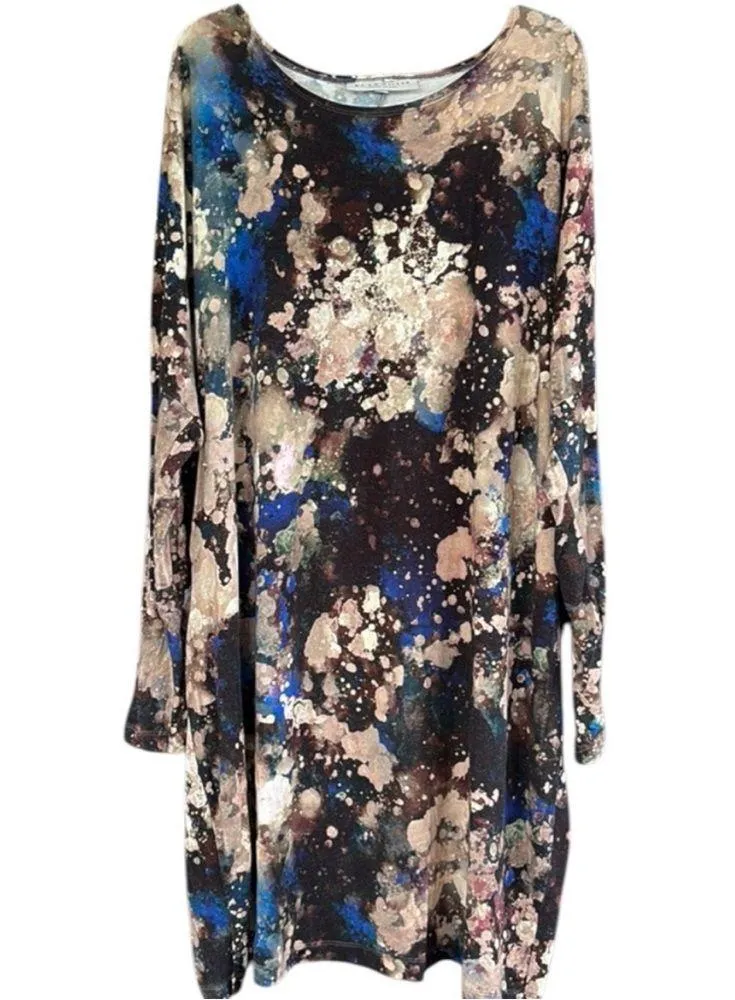 EUC Bryn Walker Damien Galaxy Print Jersey L/S Tunic / Dress Oversized Small - Image 2