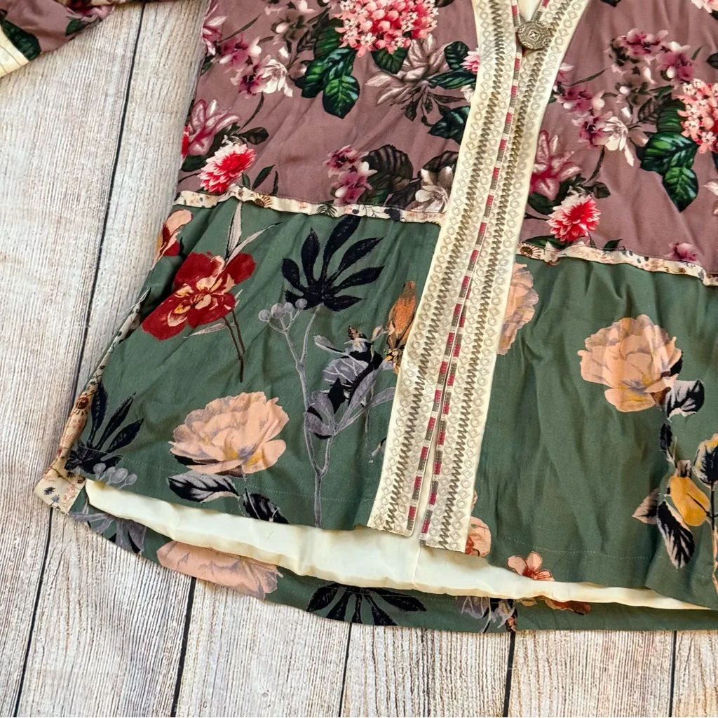 JOHN MARK Open Front Kimono Cardigan Boho Floral Size Medium Women Shirt Top - Image 3