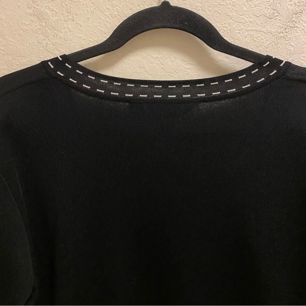 Misook Black White Stitch Detail Open Front Knit Cadigan Size Small - Image 8