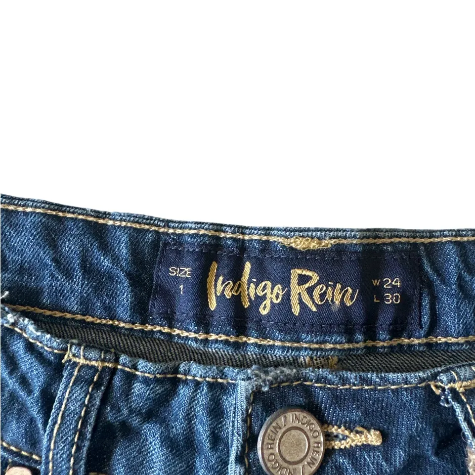 Wide Leg Jeans Organic Cotton Sz 1 High Rise Flare Blue Denim 90s bohemian - Image 7