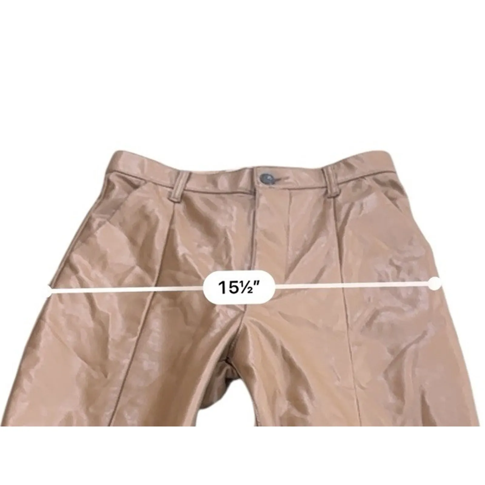 Abercrombie & Fitch Skinny Ultra High Rise Faux Leather Split Hem Pants Brown 4 - Image 9