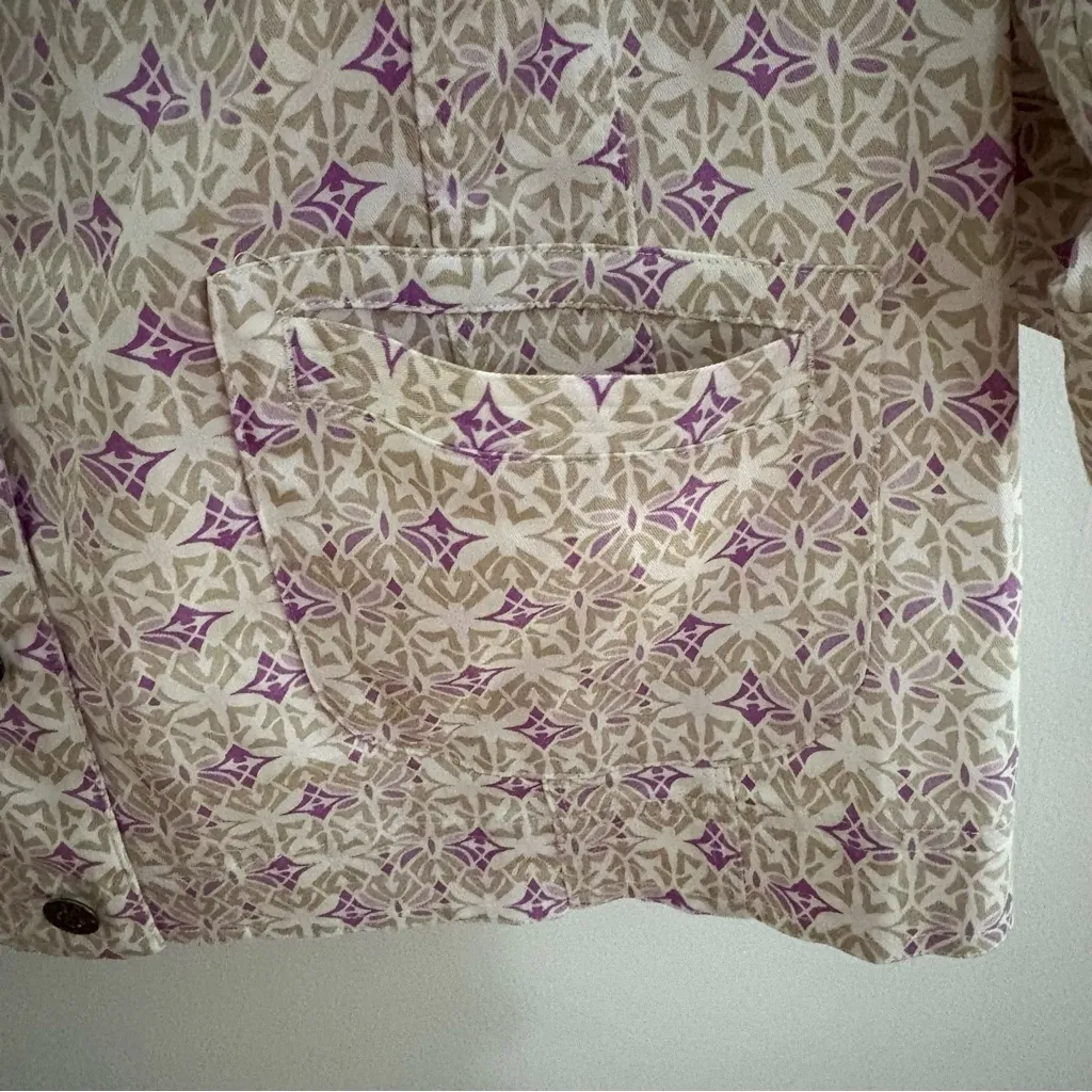 NWT Christopher & Banks White Tan Purple Patterned 3/4 Sleeve Jacket Size 3XL - Image 6