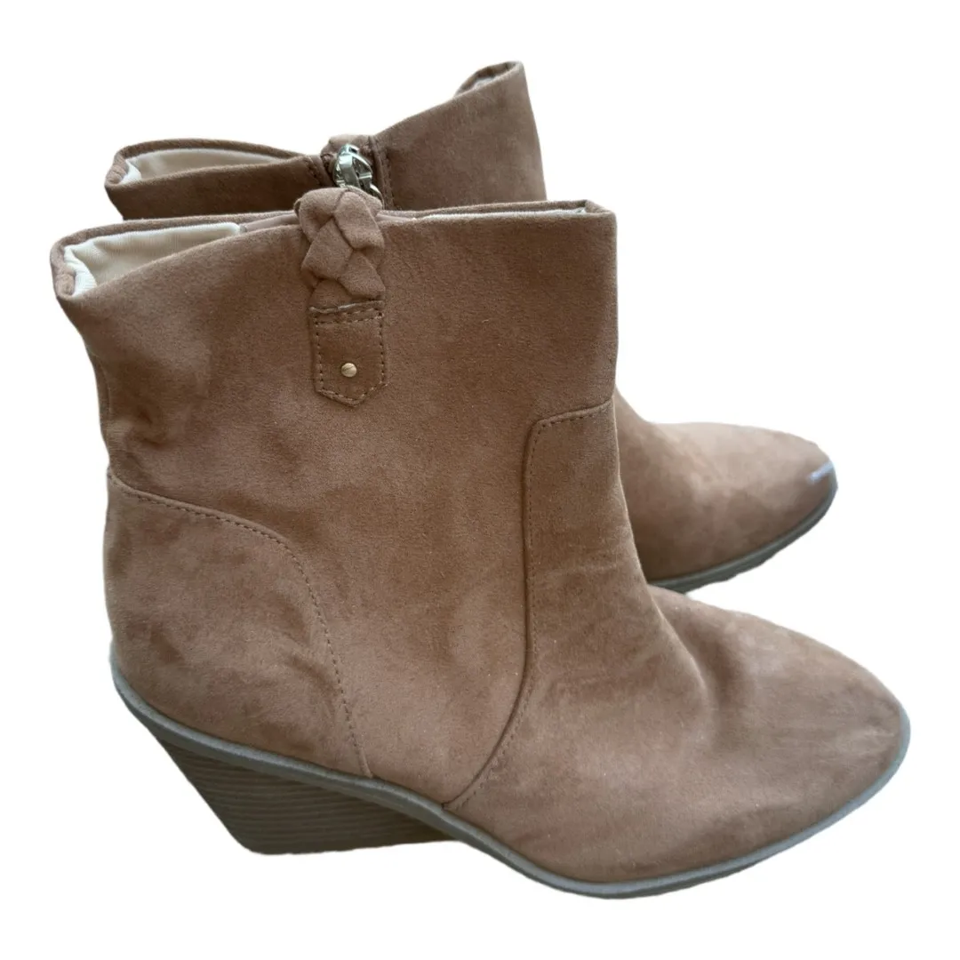 Dr. Scholl's Mirage faux suede ankle booties wedge heel Brown size 9.5 Womens - Image 4