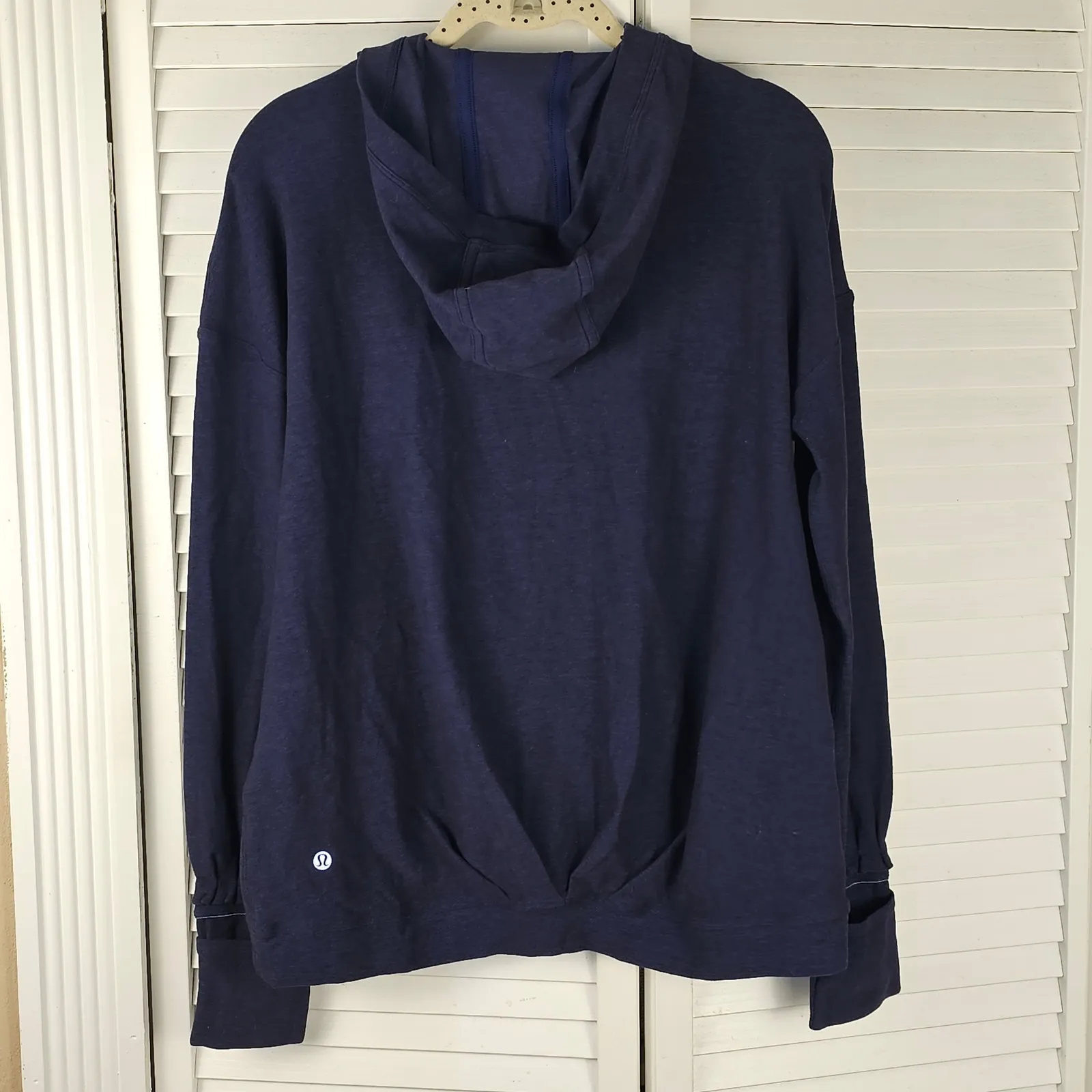 Lululemon Womens Heathered Hero Blue Black Extra Mile Hoodie‎ 4 - Image 2