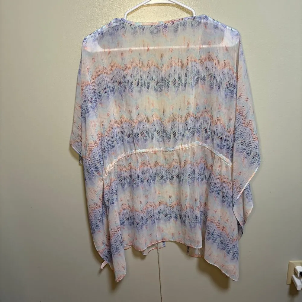 Victoria's Secret Pink White & Blue Sheer Short Robe Batwing XS Flowy Lingerie - Image 7