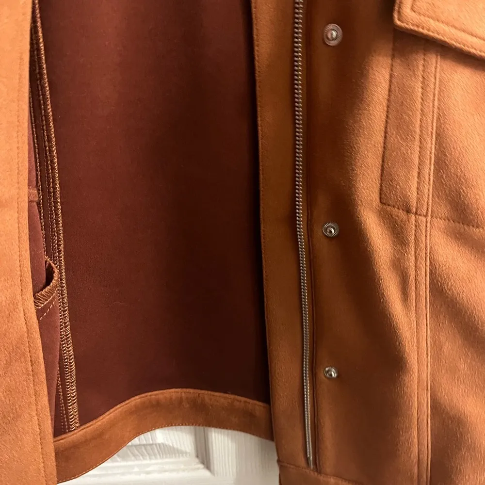 nwt Jacket suede like d&co adaptive zipper size small Tan - Image 6