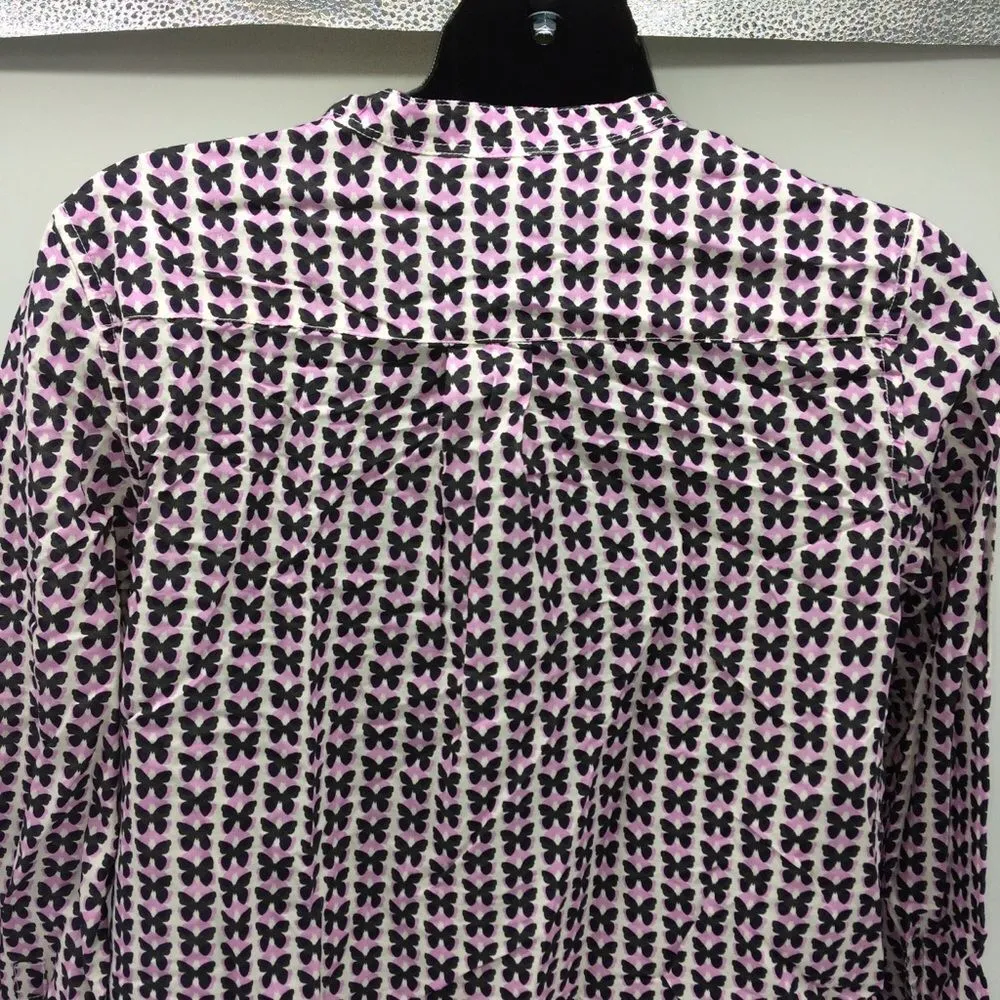 Gap Maternity White Long Sleeve Tunic w/Black and Lavender Butterflies Size S - Image 5