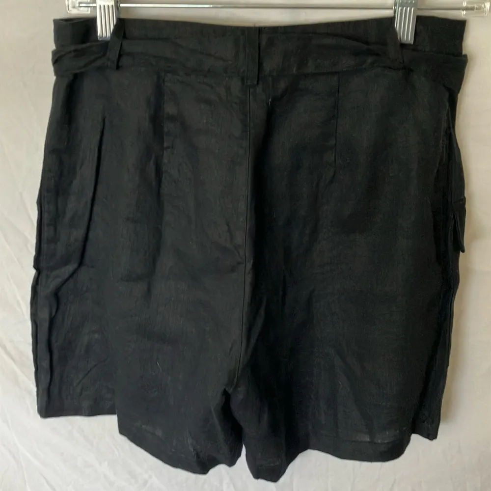 Nicole Miller: Black, Linen Tie-Waist Shorts- 6 - Image 11