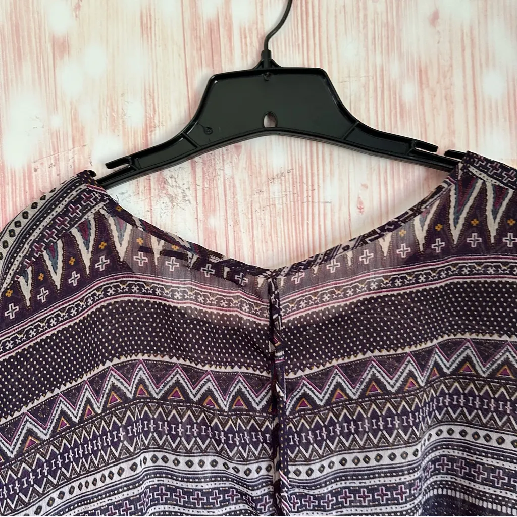 Poetry Purple Printed Kimono Sleeve Split Back Blouse - Image 8