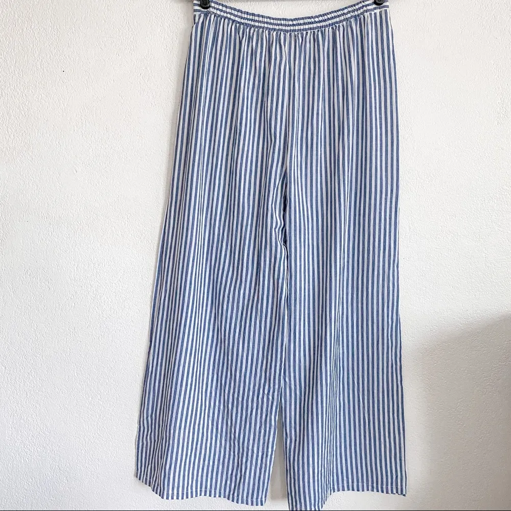 Boohoo Nautical Stripe Split Wide Leg Pants Size Medium - Image 8