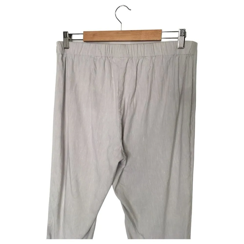 J Jill Pants Womens M Linen Stretch Capri Button Bottom Beachy Cottagecore Gray - Image 8