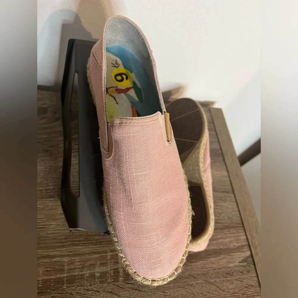 OluKai Kaula Pa'a Kapa Pink Linen Espadrilles Rope Fiber Sole Slip On Shoes Sz 9 - Image 10