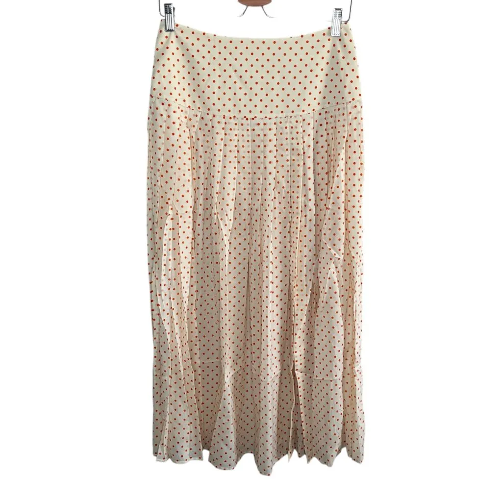 Ronny Kobo Womens Medium Kensington Polka Dot Maxi Skirt Orange - Image 2