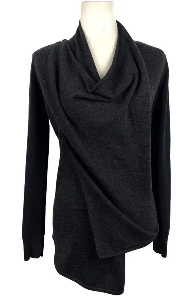All Saints Drina Draped 100% Wool Knit Asymmetrical Zip Cardigan Sweater Size 0 - Image 1