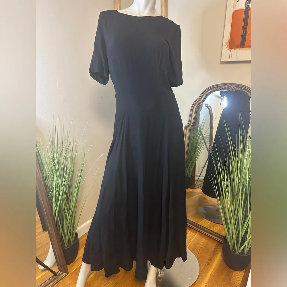 CAREN DESIREE & Co Black Maxi Dress Lace Up Back Size 6 VINTAGE - Image 3