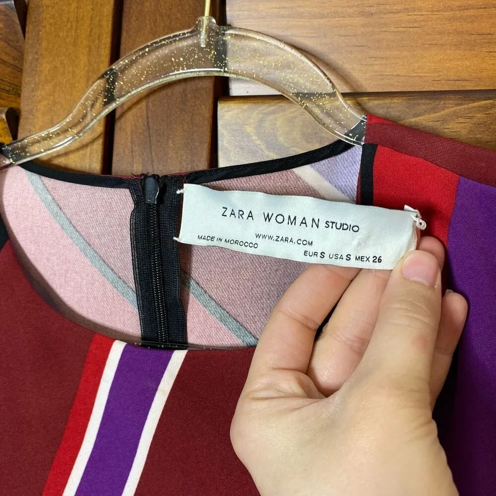 Zara Asymmetrical Draped Striped Top - Image 8