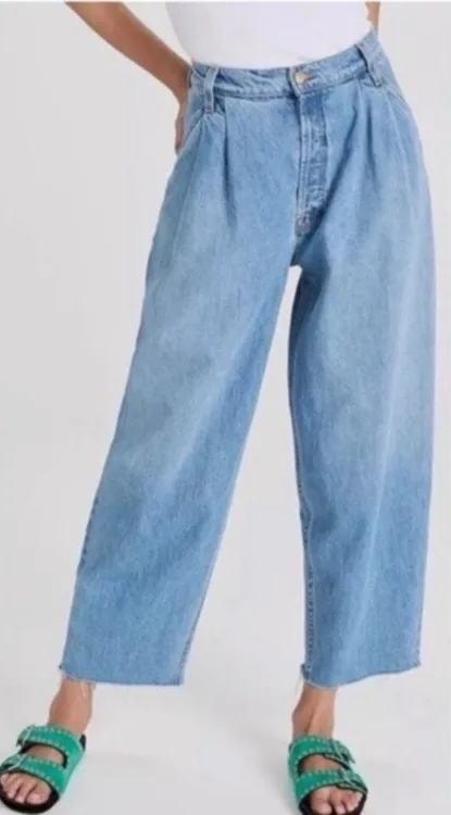 Mother Denim Double Prep Fun Dip Flood Fray Jeans in Nothing Else Like It Blue Size 31 - Image 1