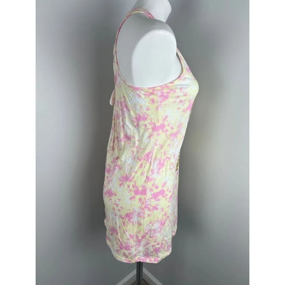 Miken Swim Yellow Pink Tie Dye Gold Beach Print Swim Cover Up Small - Image 4