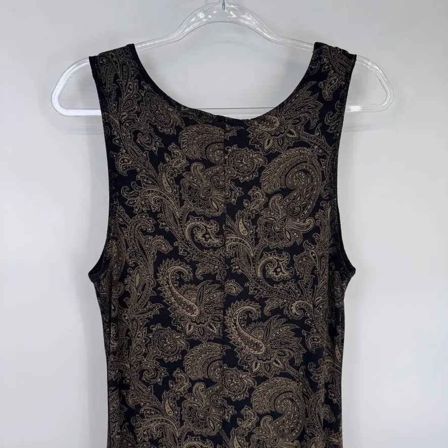 Vintage Y2K Molly Malloy Maxi Dress Womens 10 Black Brown Paisley Whimsigoth - Image 8