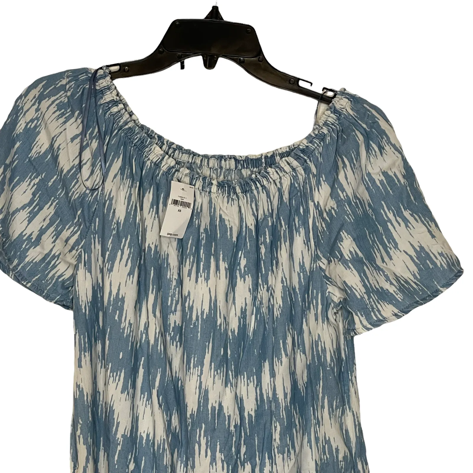 Old Navy‎ Womens Dress Shirt Size XS Blue White Pattern SS Pockets - Image 2