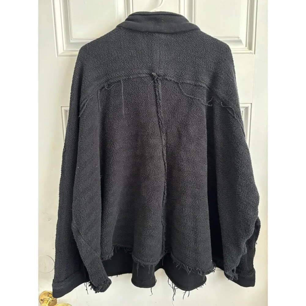 Free People Beach Rowan Oversized Black Knit Button-Up Pullover Sweater Jacket s - Image 6