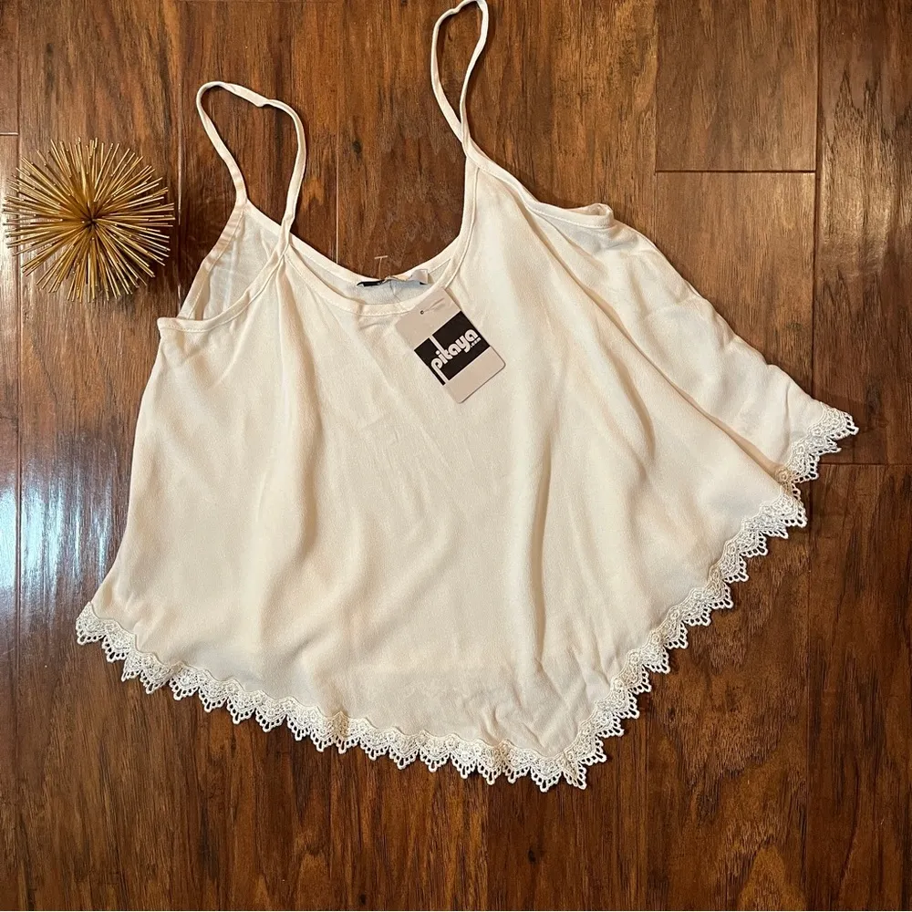 Solemio NWT Swing Cami Top Spaghetti Straps Lace Hem Size Small. - Image 2