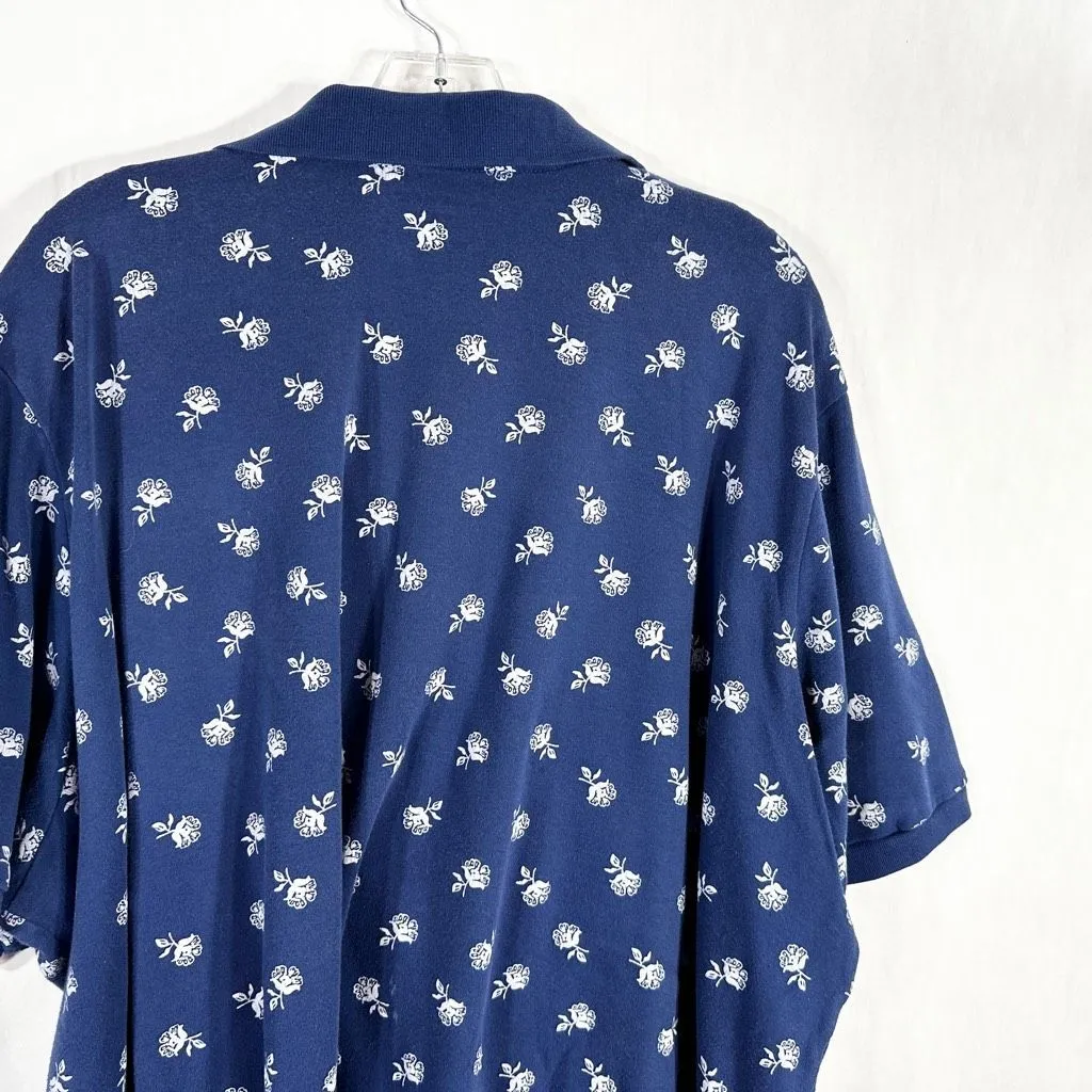 Woman Within Plus Size 4X 34W 36W Top Polo Shirt Blue Floral‎ Short Sleeve 1689 - Image 7