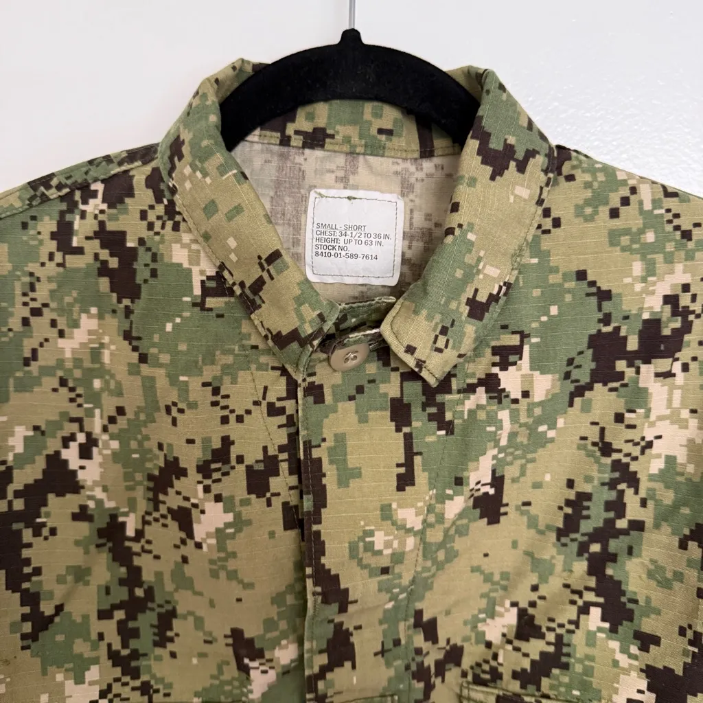 Navy Camouflage Women's Shirt Jacket Maternity Small/Short Green - Image 2