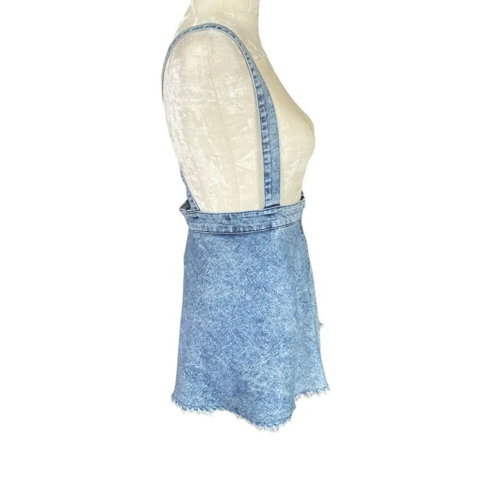 Forever 21 light wash blue denim overall dress mini skirt Juniors 11/12 - Image 3