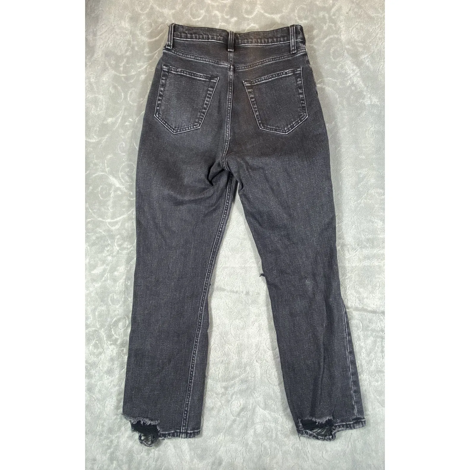 Abercrombie‎ & Fitch 90s Ankle Straight Jeans Womens Sz 4 Ultra High Rise Rips - Image 5