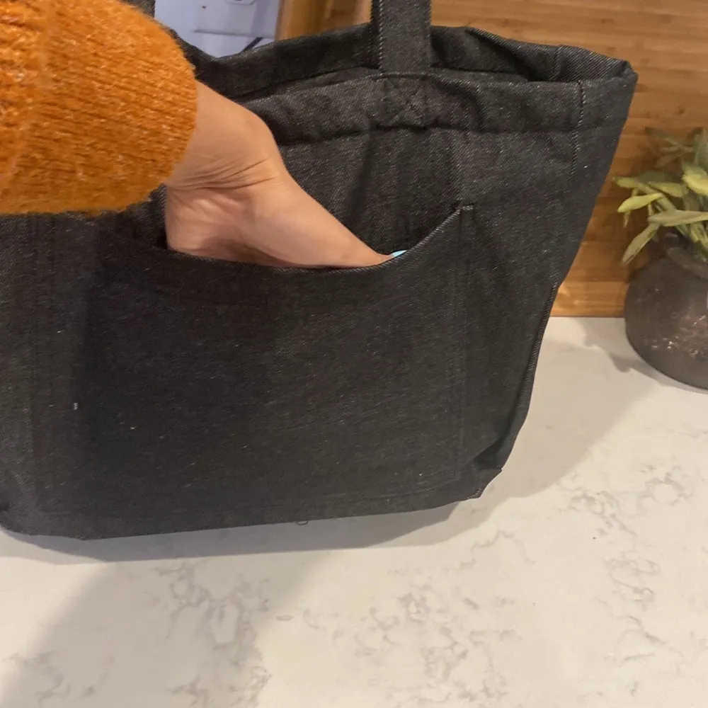 Groovy Trippy Heart lightweight canvas tote bag book bag shoulder bag hippie Y2K Black - Image 6