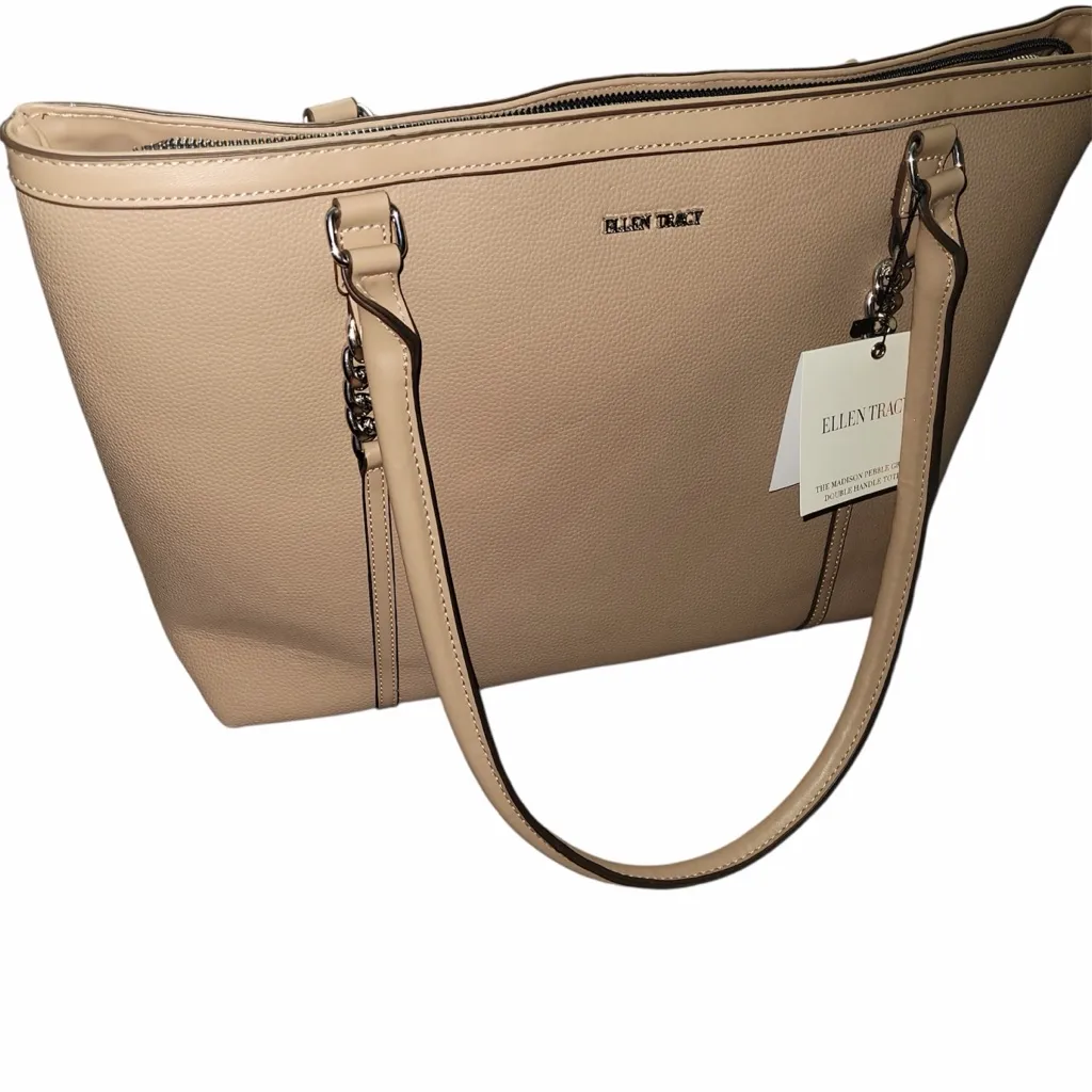 Ellen Tracy Pebble Grain Chain Tote Bag - Image 4